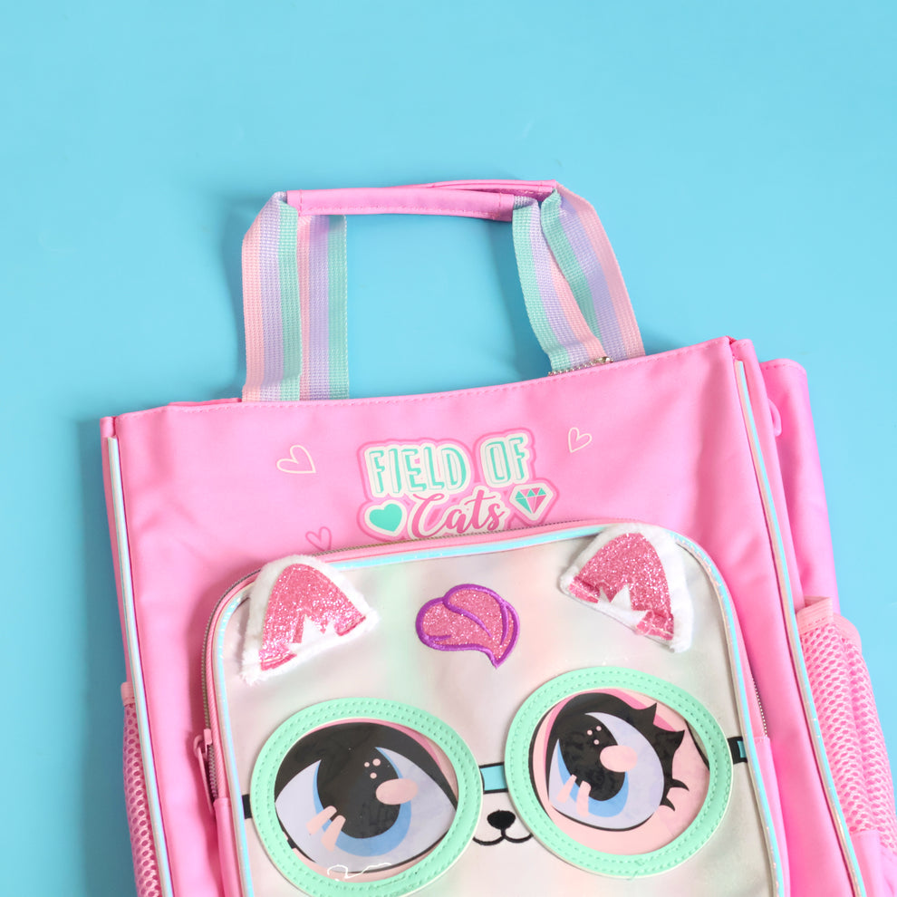 Vest Field of Cats Kids Backpack (32 x 26 cm) | Cute Cat-Themed School & Activity Bag with Side Mesh Pockets