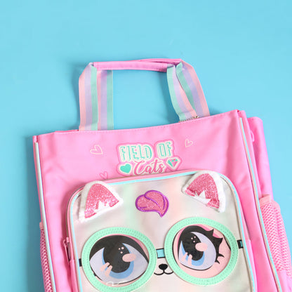 Vest Field of Cats Kids Backpack (32 x 26 cm) | Cute Cat-Themed School & Activity Bag with Side Mesh Pockets