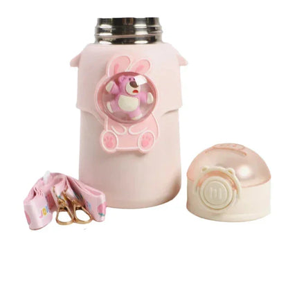 Happy Baby Bear Stainless Steel Water Bottle For Kids 600 ML (Pink) - Jaiman Toys