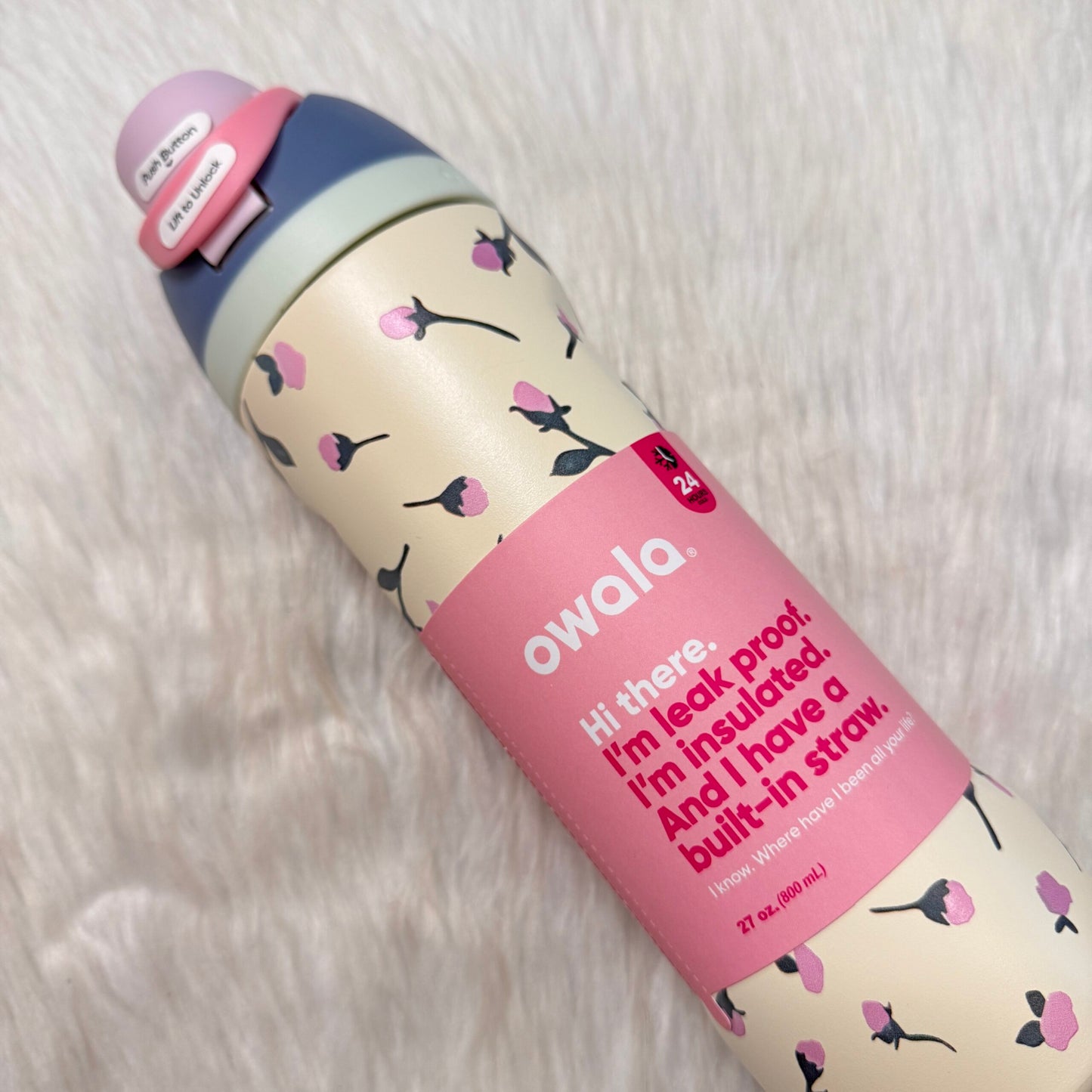 Owala FreeSip Insulated Stainless Steel Water Bottle 27oz. / 800ml – Leak-Proof Travel Bottle with Built-in Straw (Pack of 1)