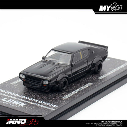 INNO64 1:64 Nissan Skyline 2000 GT-R (KPGC110) “Kenmeri” Black Diecast Model Car