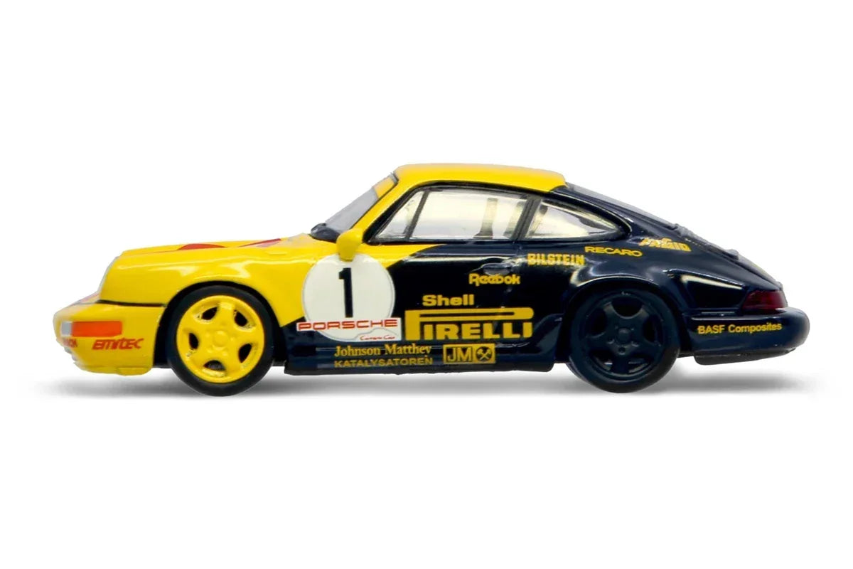 SPARKY 1/64 DIECAST SHELL PORSCHE 911 (964) Carrera Cup COMBO - Pirelli #1 Kaufmann & trophy combo - Jaiman Toys