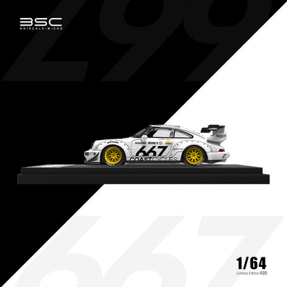BSC 1:64 RWB 964 #667 White Die-Cast Model Car | Limited Edition Rauh-Welt Begriff Porsche 911 Collectiblee