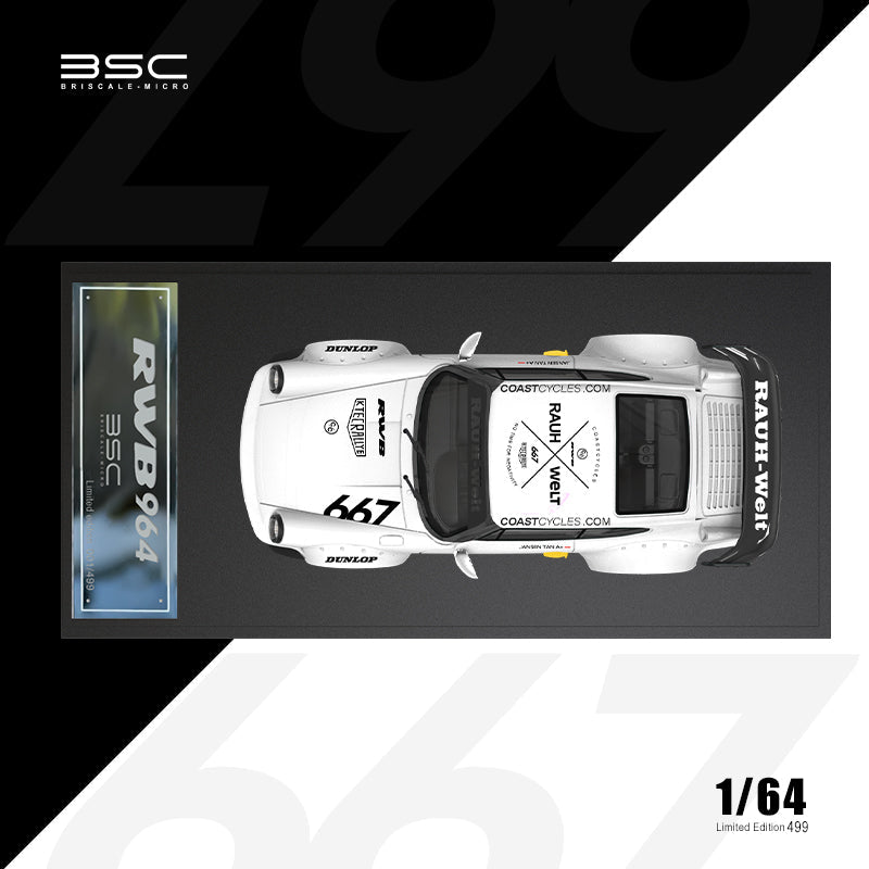 BSC 1:64 RWB 964 #667 White Die-Cast Model Car | Limited Edition Rauh-Welt Begriff Porsche 911 Collectiblee