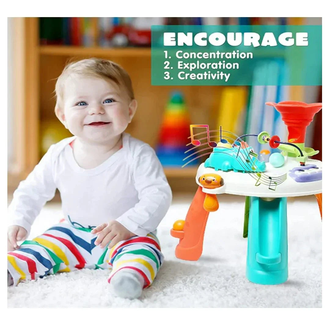Activity Table, Toddler Music Learning Table with Sound, Lights, 3 Ball Games, 9 Activities, Piano, Beads, Kids Discover Explore Activity Center, Baby Toy for Boys & Girls (Multicolor) - Jaiman Toys