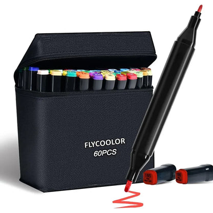 FlyCoolor Superior Twin Marker 3rd Generation Colour Set (60 Pcs) - Jaiman Toys