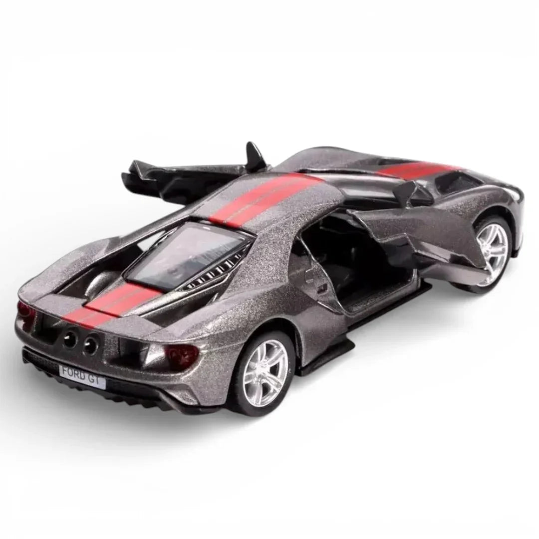 RMZ City Ford GT 1:36 Die-Cast Sports Car | Pull Back & Go | Openable Doors | Blue / Grey Variants