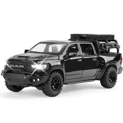 JOY JUNCTION 1:32 RAM Mammoth Pickup Truck Diecast Model – Alloy Metal Pullback Car with Openable Doors | Collector’s Edition