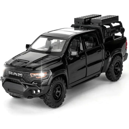 JOY JUNCTION 1:32 RAM Mammoth Pickup Truck Diecast Model – Alloy Metal Pullback Car with Openable Doors | Collector’s Edition