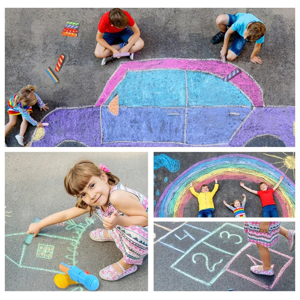 Jar Melo Jumbo Sidewalk Chalk - 24 Colors Kit with 2 Holder - Jaiman Toys