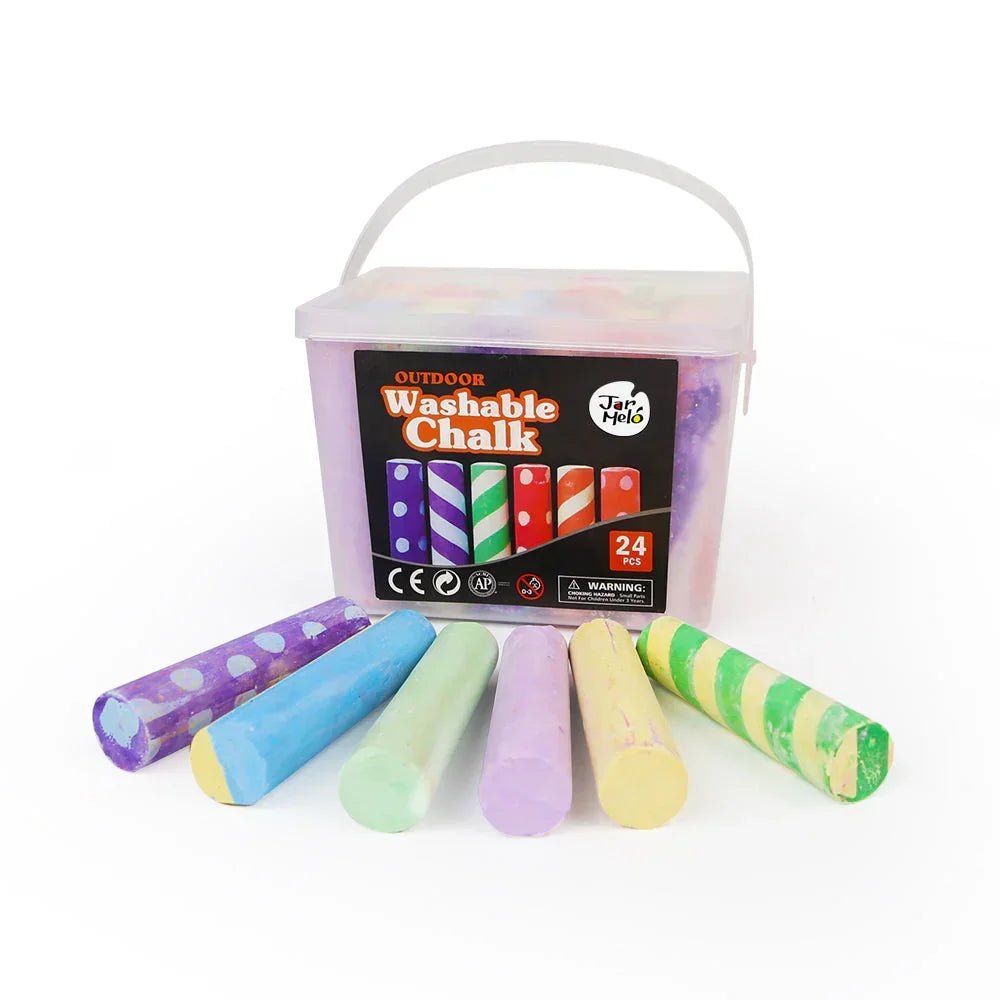 Jar Melo Jumbo Sidewalk Chalk - 24 Colors Kit with 2 Holder - Jaiman Toys