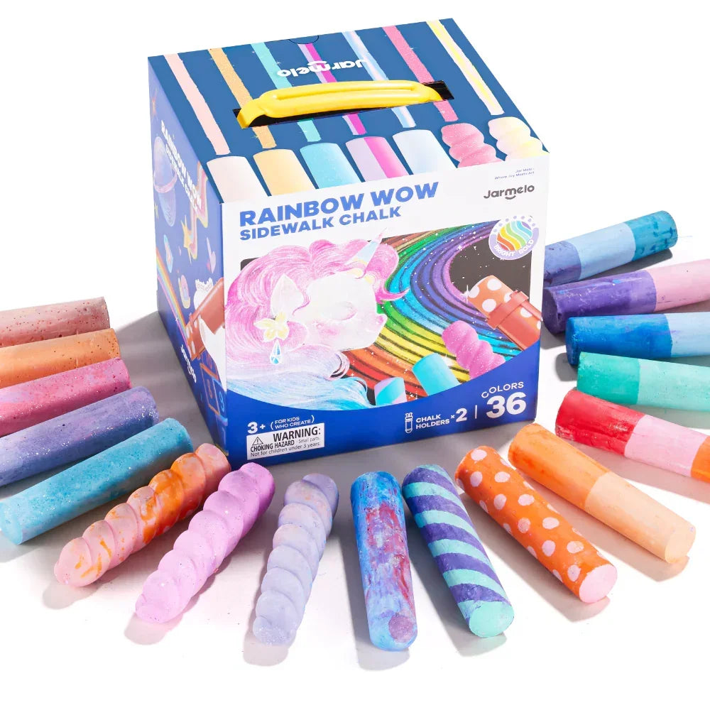 Jar Melo Rainbow Wow Sidewalk Chalk-36 Colors - Jaiman Toys