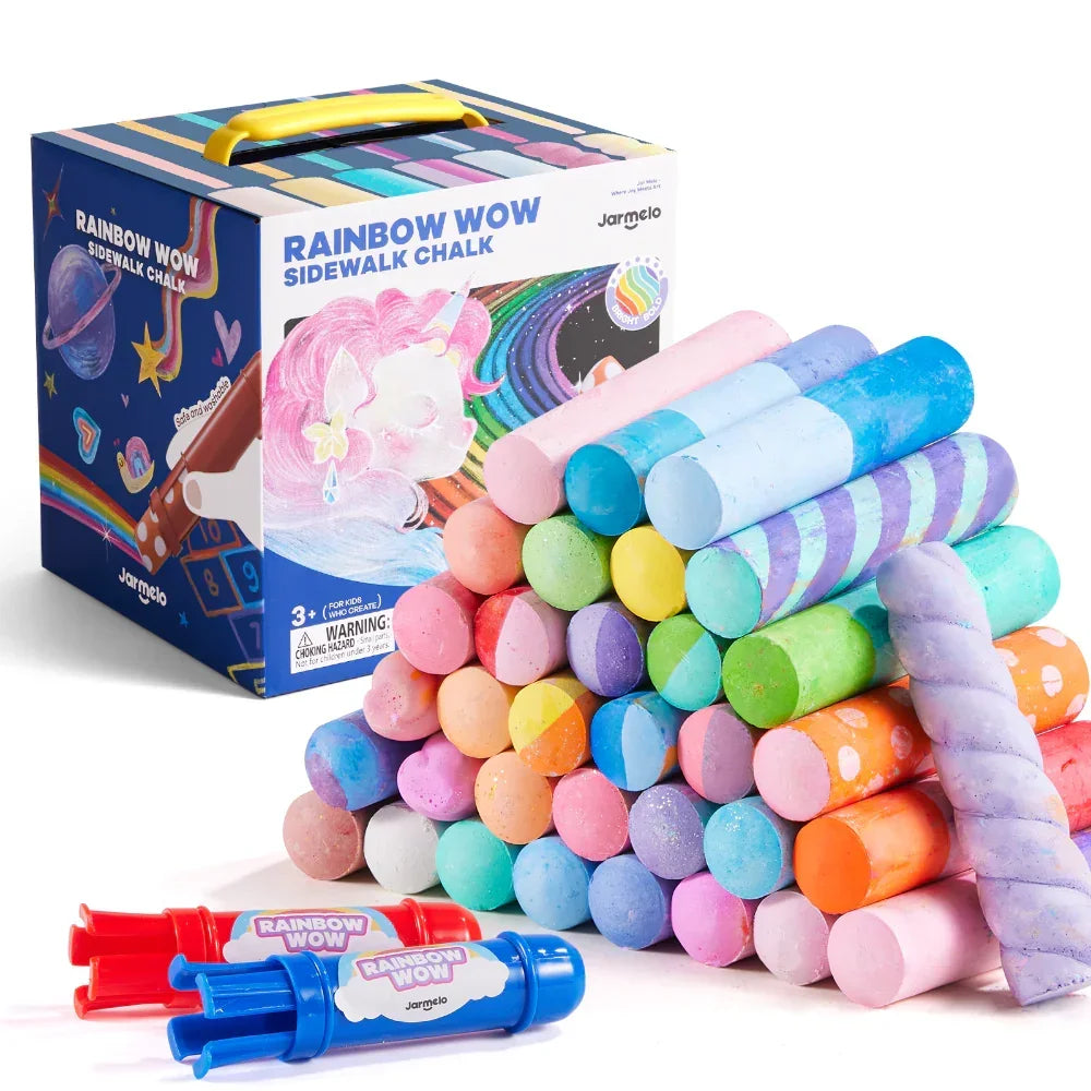 Jar Melo Rainbow Wow Sidewalk Chalk-36 Colors - Jaiman Toys