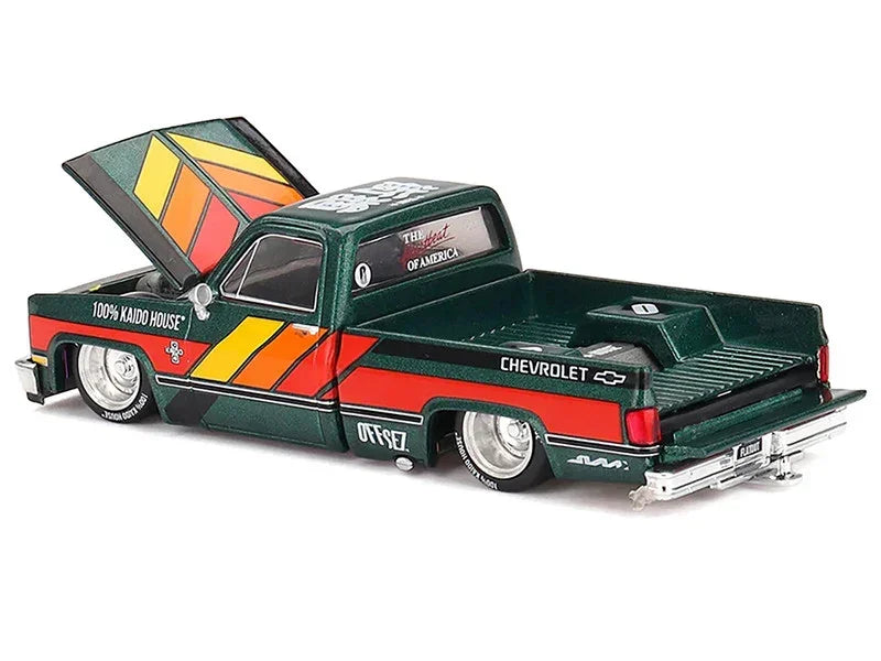 MiniGt 1:64 Chevrolet Silverado Pickup Truck Kaido Works V3 – Dark Green Metallic | Kaido House x Mini GT Die-Cast Model