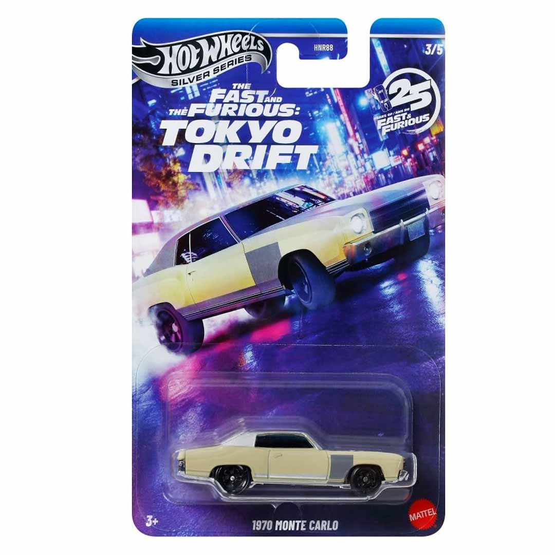 Hot Wheels Silver Series 1:64 Fast & Furious Tokyo Drift 1970 Monte Carlo Diecast Car | 25 Years of Fast & Furious Collection
