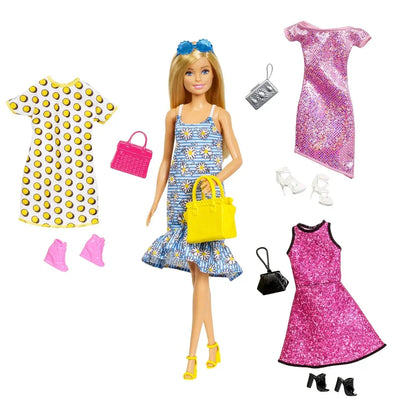 Barbie Doll with Clothes & Accessories | 4 Complete Outfits | Fashion Play Doll for Kids 3–8 Years