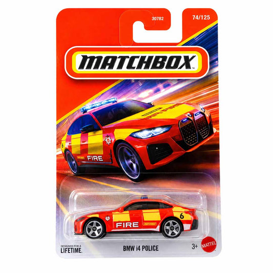 Matchbox 1:64 BMW i4 Fire Rescue Vehicle Die-Cast Model Car (Blister Pack) | Emergency Response Collection