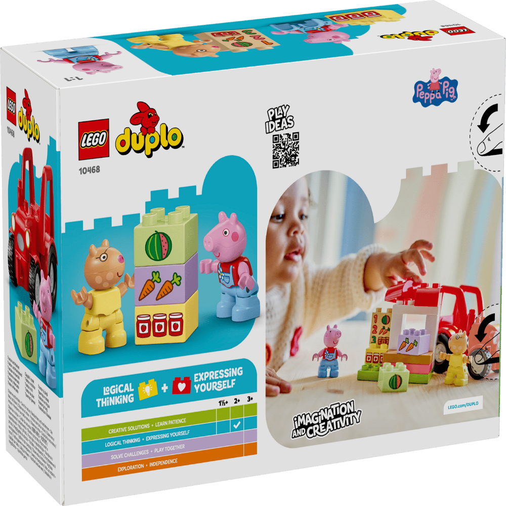 LEGO 10468 DUPLO Peppa Pig Tractor and Market Playset – Toddler Building Toy with Figures, 18 Pieces
