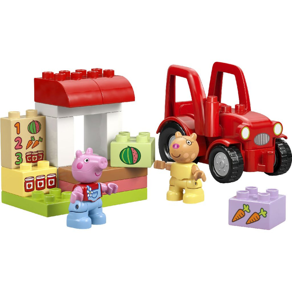 LEGO 10468 DUPLO Peppa Pig Tractor and Market Playset – Toddler Building Toy with Figures, 18 Pieces