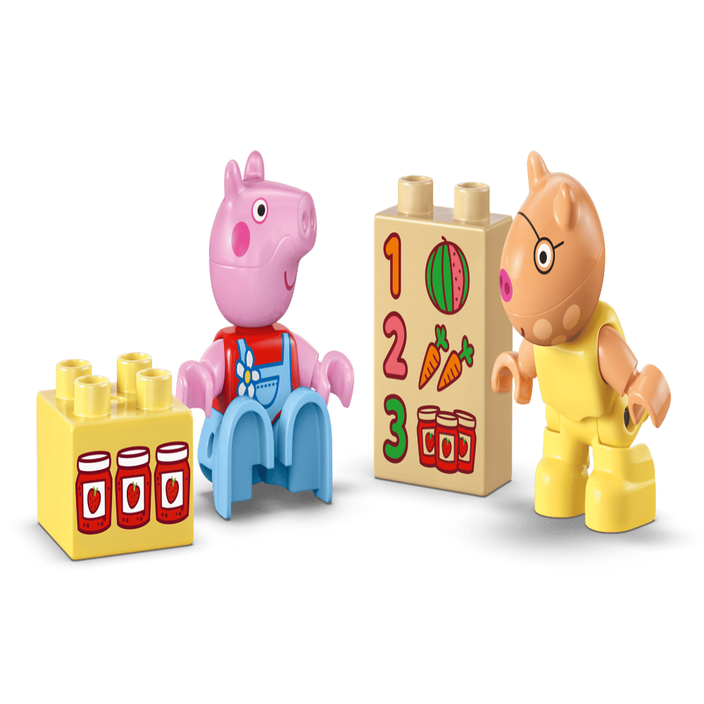 LEGO 10468 DUPLO Peppa Pig Tractor and Market Playset – Toddler Building Toy with Figures, 18 Pieces