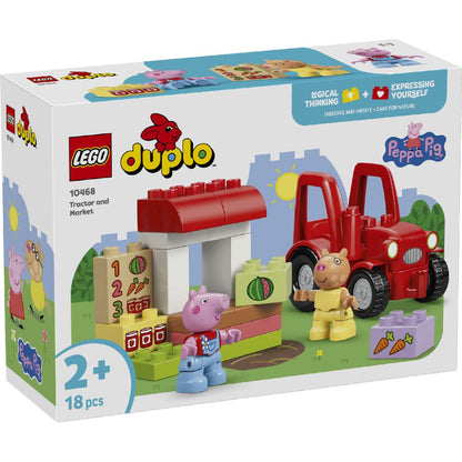 LEGO 10468 DUPLO Peppa Pig Tractor and Market Playset – Toddler Building Toy with Figures, 18 Pieces