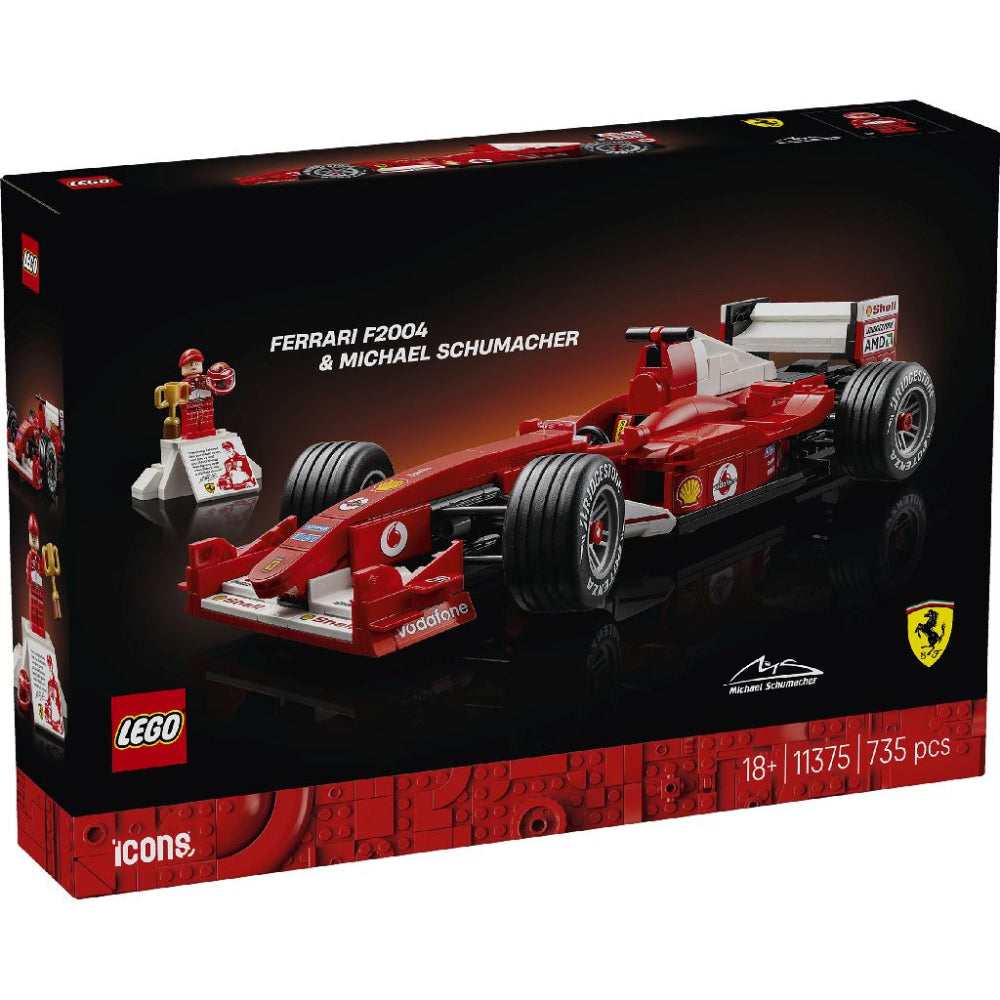 LEGO 11375 Icons Ferrari F2004 & Michael Schumacher Building Set – Formula 1 Collector Model, 735 Pieces