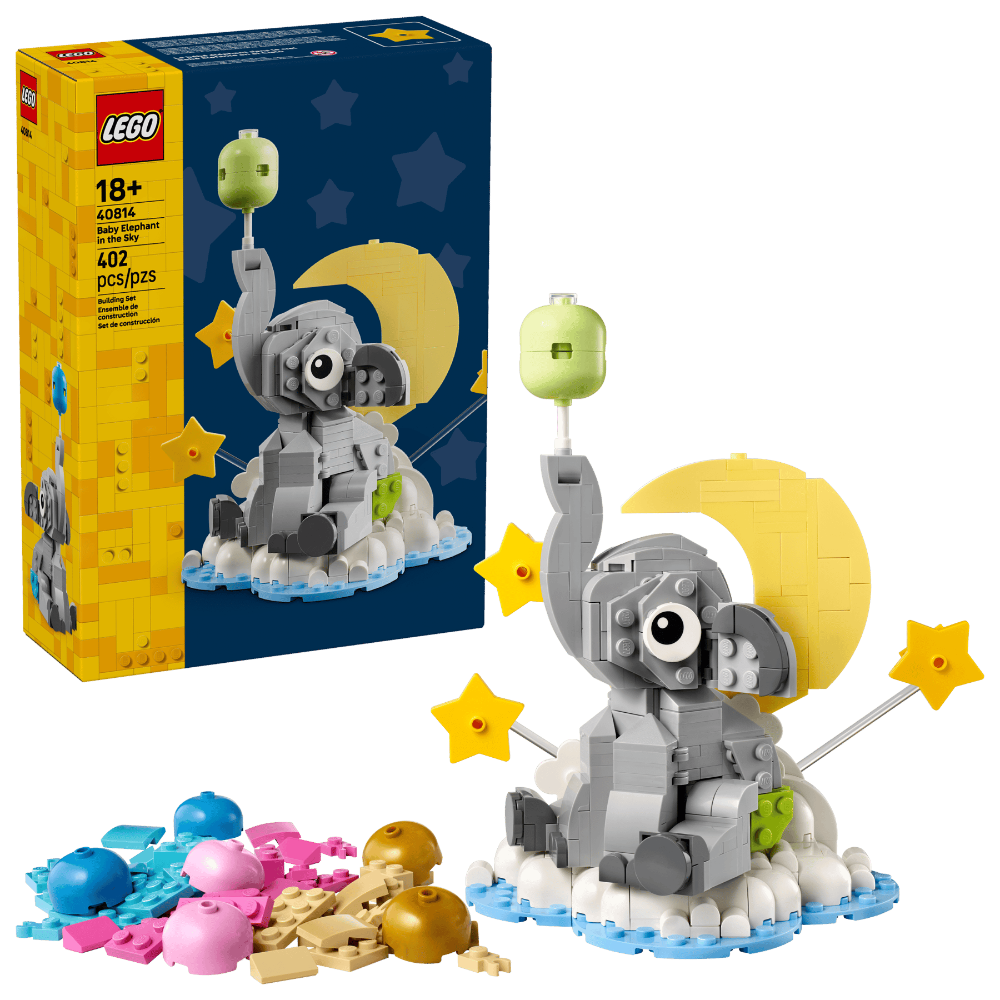 LEGO 40814 Baby Elephant in the Sky Building Set (402 Pieces) | Collectible Display Gift for New Parents & Baby Showers
