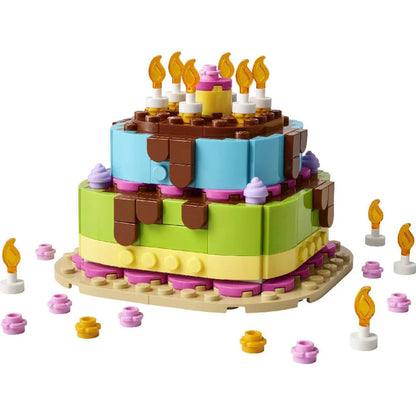 LEGO 40815 Birthday Party Cake Building Set (219 Pieces) | Buildable Birthday Cake Decoration for Kids Ages 7+