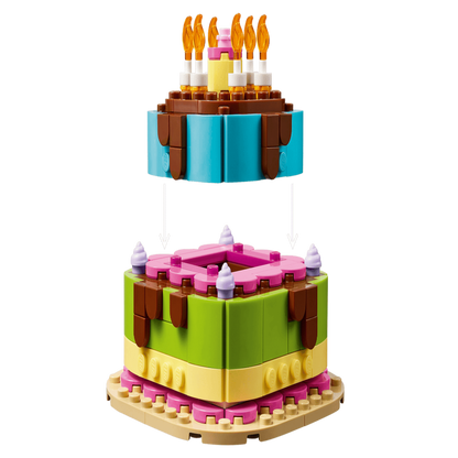 LEGO 40815 Birthday Party Cake Building Set (219 Pieces) | Buildable Birthday Cake Decoration for Kids Ages 7+