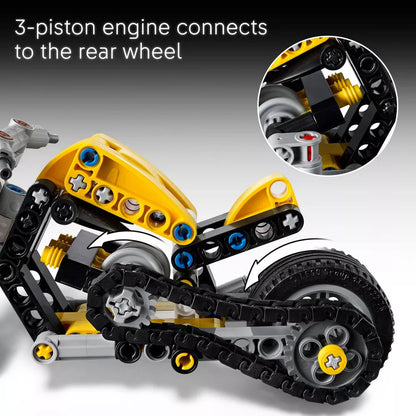 LEGO 42225 Technic Yellow Motorcycle Building Set – 151 Pieces Mechanical Bike Model