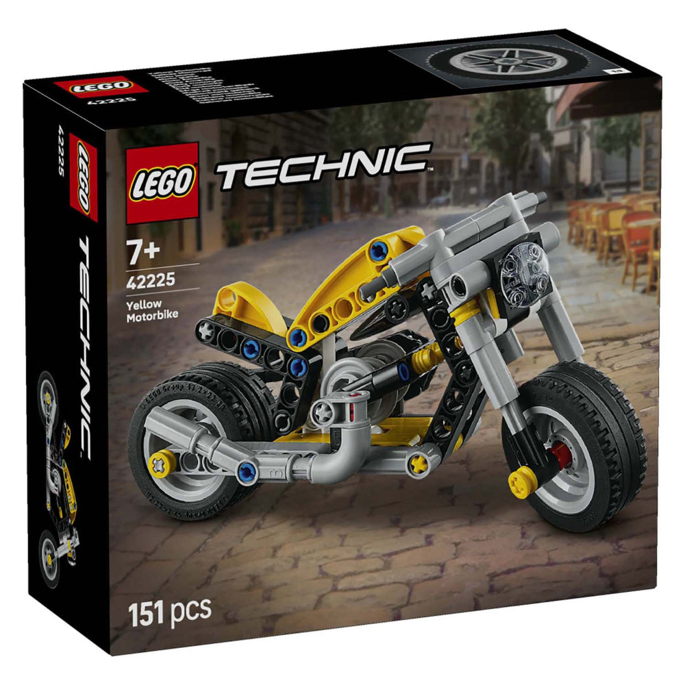 LEGO 42225 Technic Yellow Motorcycle Building Set – 151 Pieces Mechanical Bike Model