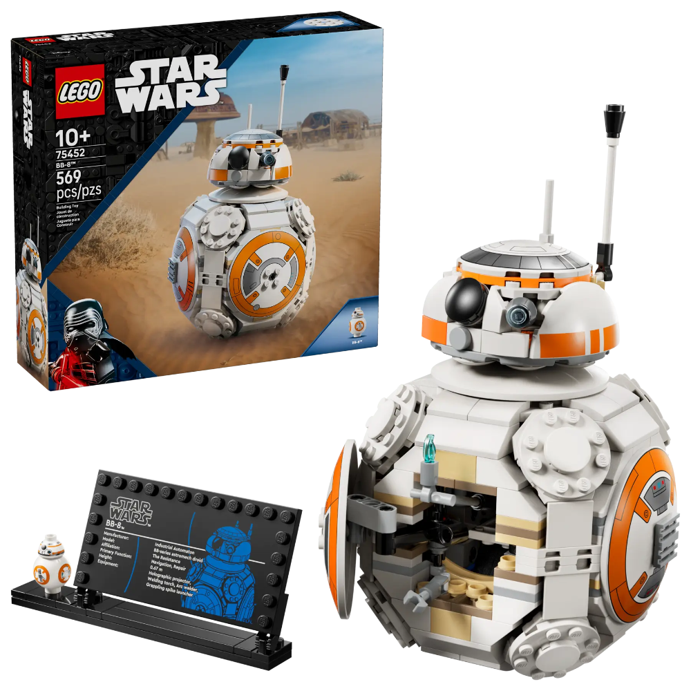 LEGO Star Wars 75452 BB-8 Astromech Droid Building Set (569 Pieces) | Collectible Display Model with Rotating Head & BB-8 Figure for Kids Ages 10+