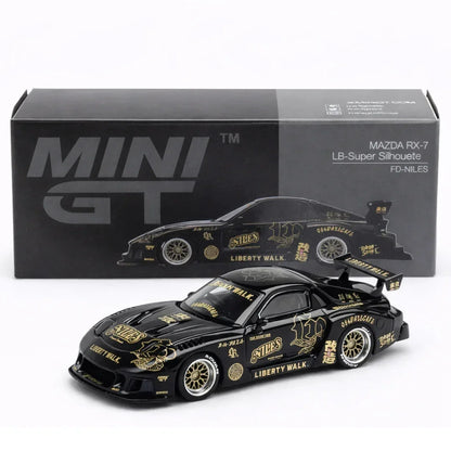 MINI GT 1:64 Mazda RX-7 FD LB Super Silhouette Black & Gold Diecast Car – Liberty Walk Collector Model
