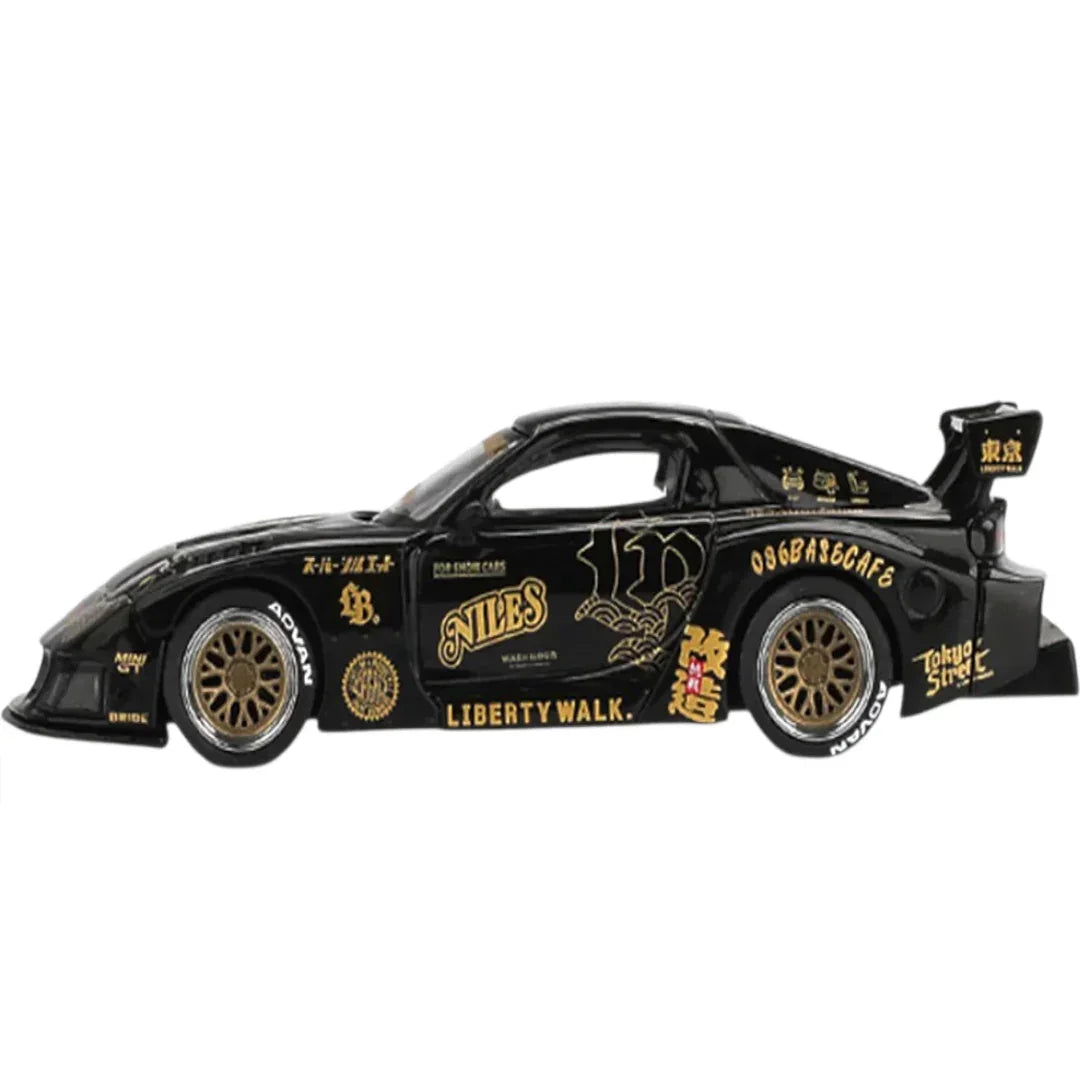 MINI GT 1:64 Mazda RX-7 FD LB Super Silhouette Black & Gold Diecast Car – Liberty Walk Collector Model
