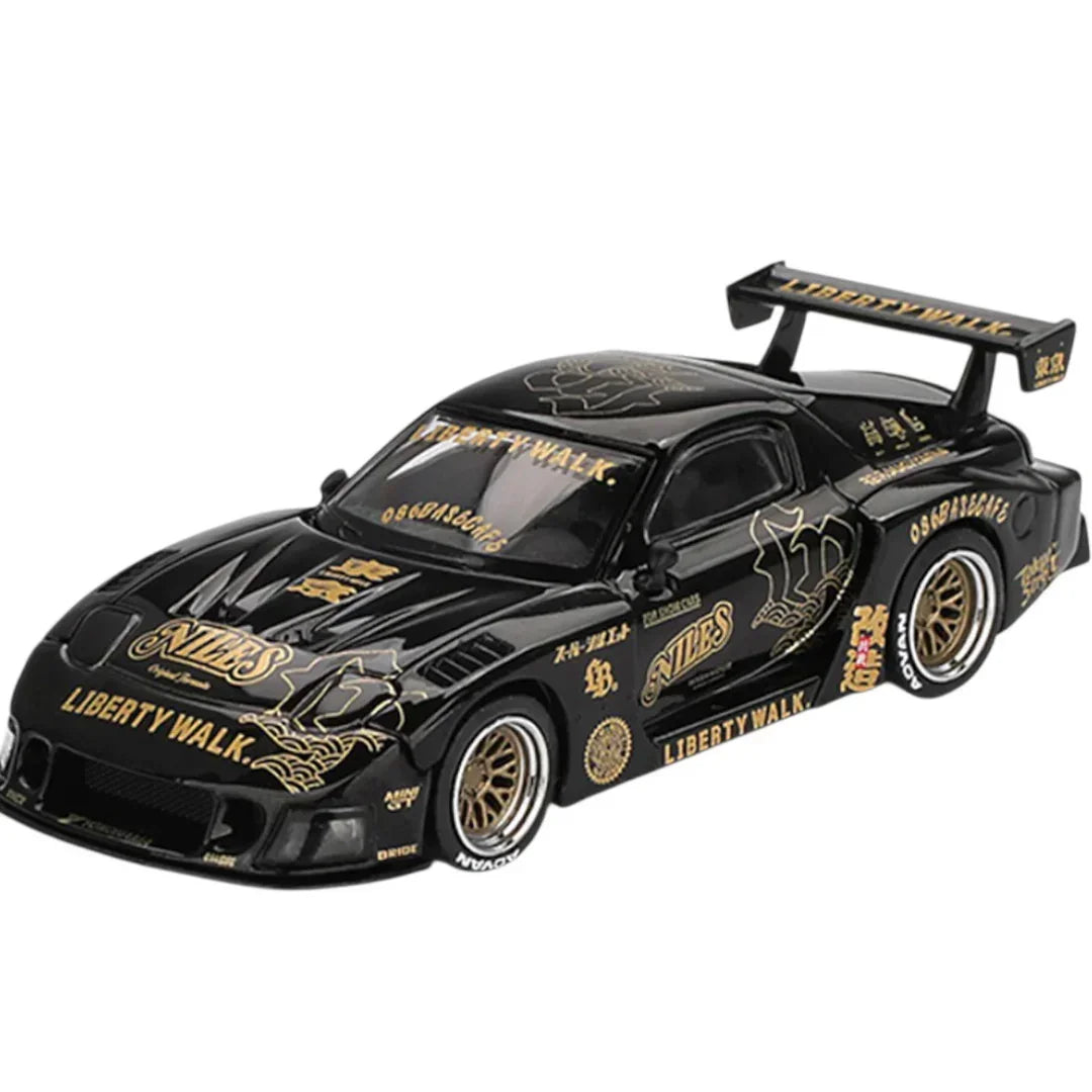 MINI GT 1:64 Mazda RX-7 FD LB Super Silhouette Black & Gold Diecast Car – Liberty Walk Collector Model