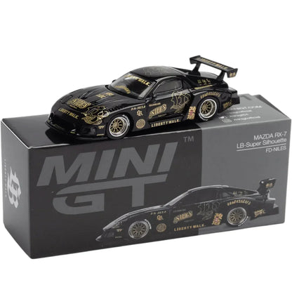 MINI GT 1:64 Mazda RX-7 FD LB Super Silhouette Black & Gold Diecast Car – Liberty Walk Collector Model