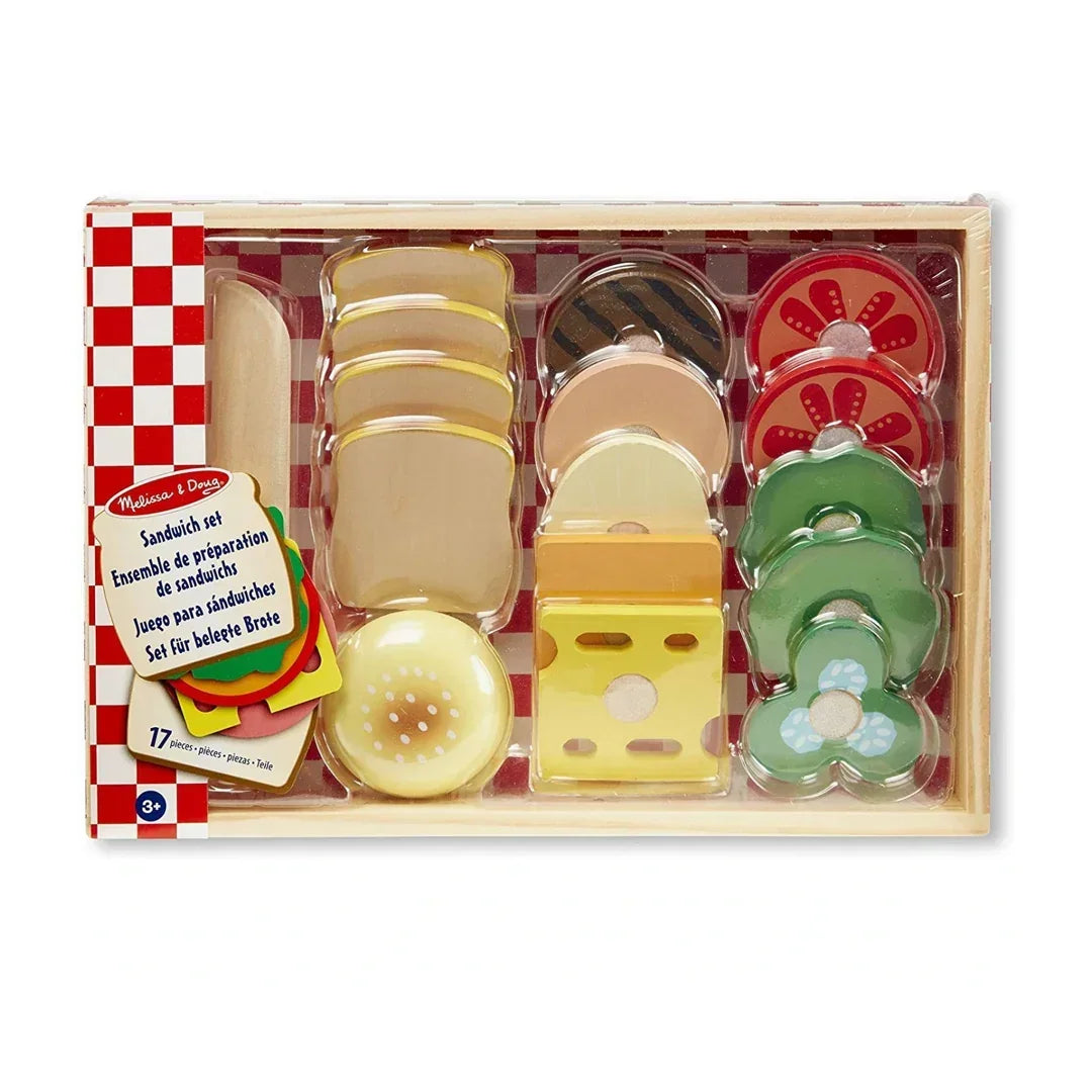Melissa and Doug Sandwich Making Set - Wooden Play Food - Jaiman Toys