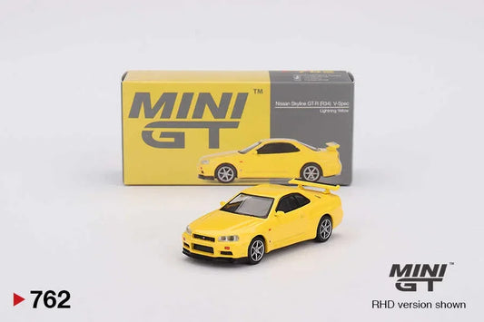 Mini GT 1/64 NISSAN SKYLINE GT-R (R34) V-SPEC LIGHTNING YELLOW (RHD) MGT00762-R - Jaiman Toys