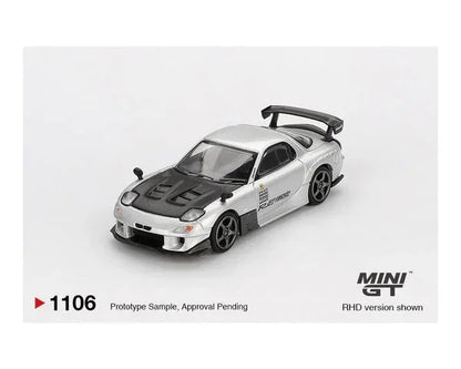 Mini GT 1:64 Mazda RX-7 RE-Amemiya Silver Metallic Diecast Model Car – MGT01106-R