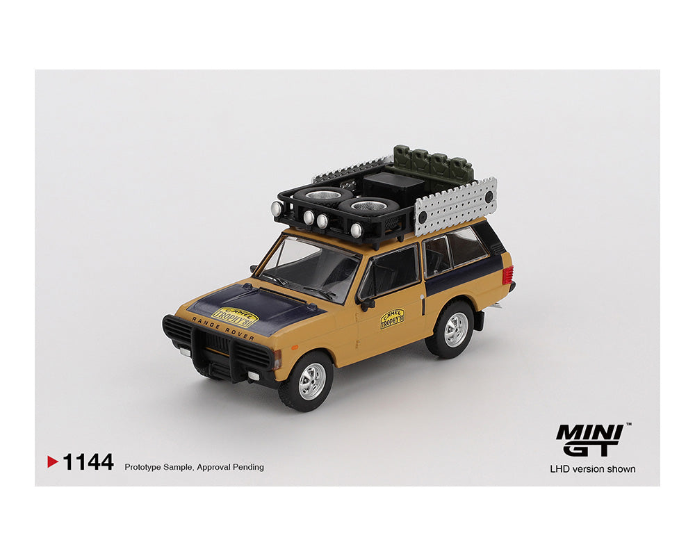 Mini GT 1:64 Blister Pack Range Rover 1981 Camel Trophy Sumatra Winner C. Swoboda & K. Mentel LHD Diecast Model Car (#1144)