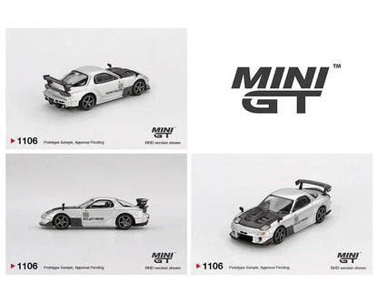 Mini GT 1:64 Mazda RX-7 RE-Amemiya Silver Metallic Diecast Model Car – MGT01106-R