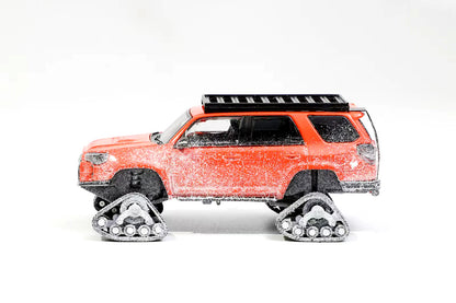 GCD 1:64 Toyota 4Runner Widebody Pre-Runner Snow Edition Red Diecast Model Car with Snow Tracks & Roof Rack