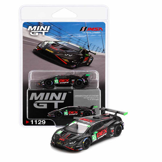 MINI GT 1:64 (Blister Pack) Lamborghini Huracán GT3 EVO2 #45 DEX Imaging 2024 IMSA Daytona 24H Die-Cast Model Car