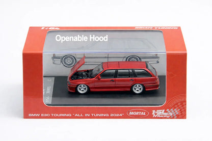Mortal Models BMW E30 Touring Wagon Red – 1:64 Scale Diecast Model Car (Hood Opens)