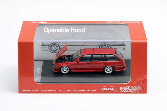 Mortal Models BMW E30 Touring Wagon Red – 1:64 Scale Diecast Model Car (Hood Opens)