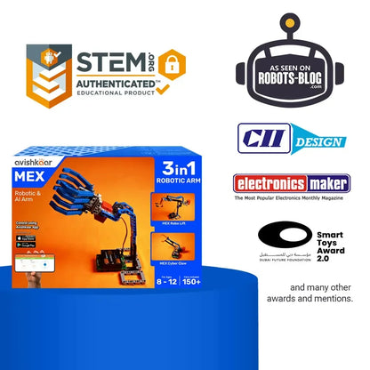 Avishkaar MEX 3‑in‑1 Robotic ARM Kit | Build, Code & Control Robots | STEM Kit for Ages 8+