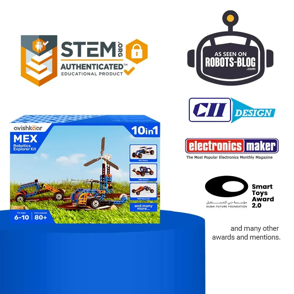 Avishkaar MEX 10-in-1 Robotic Explorer Kit | STEM Build & Play Kit Ages 6-10