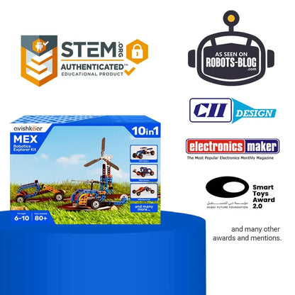 Avishkaar MEX 10-in-1 Robotic Explorer Kit | STEM Build & Play Kit Ages 6-10