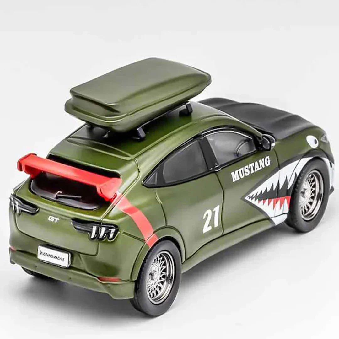 GCD 1:64 Ford Mustang Mach-E Racing Edition 2021 – Army Green Shark Livery Diecast Model Car