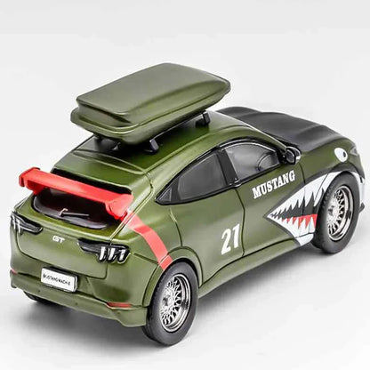 GCD 1:64 Ford Mustang Mach-E Racing Edition 2021 – Army Green Shark Livery Diecast Model Car